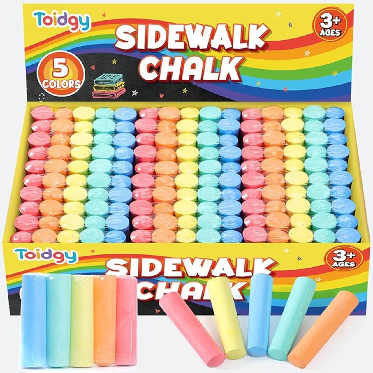 150 PCS Washable Sidewalk Chalks Set for Kids, 30 Packs in 5 Colors, Non-Toxic Jumbo Sidewalk Chalk Bulk for Outdoor Art Play, Painting on Chalkboard, Blackboard and Playground